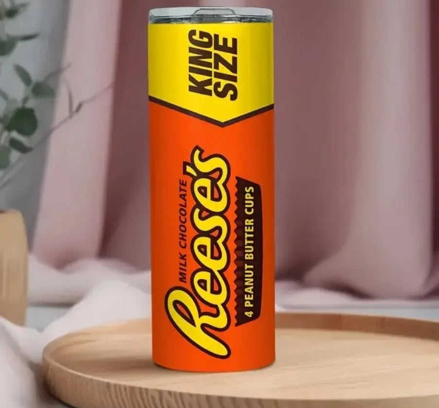 Reese's Stainless Steel Insulated Travel Coffee Cup & Water Bottle with Lid & Straw – Portable, Leakproof & Gift-Ready