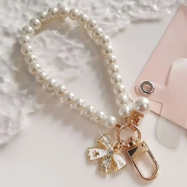 Bow Pearl Bracelet Mobile Phone Lanyard
