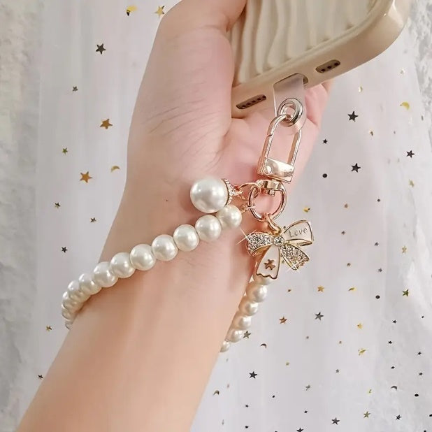 Bow Pearl Bracelet Mobile Phone Lanyard