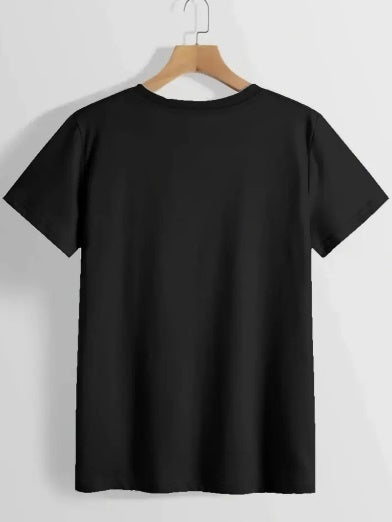 Women's Print Round Neck Pure T-Shirt, Simple Design, Comfortable And Breathable