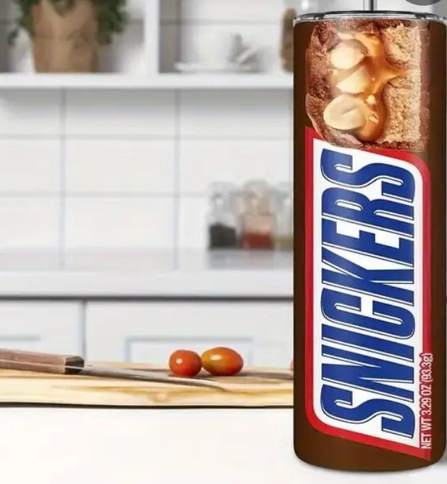 Snickers Stainless Steel Tumbler with Lid and Straw – Reusable & Non-Slip