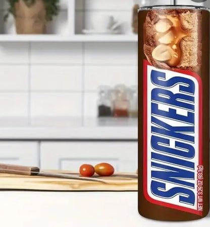 Snickers Stainless Steel Tumbler with Lid and Straw – Reusable & Non-Slip