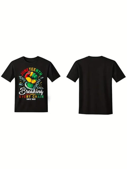 JUNETEENTH Men's T-shirt “BREAKING EVERY CHAIN SINCE 1865” casual round-neck&nbsp;