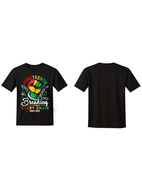 JUNETEENTH Men's T-shirt “BREAKING EVERY CHAIN SINCE 1865” casual round-neck&nbsp;